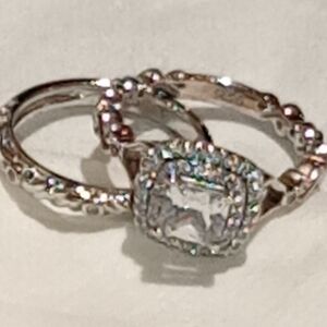 Sterling Silver Engagement And Wedding Band Ring Set/NWOT